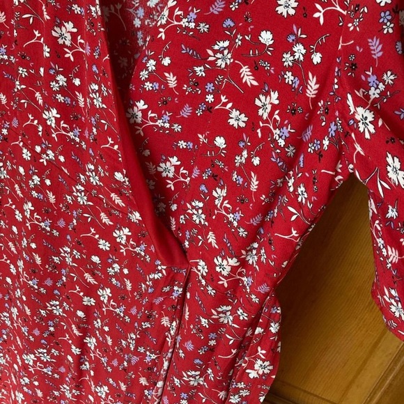 Sanctuary red floral a-line wrap dress with tie - Picture 6 of 7